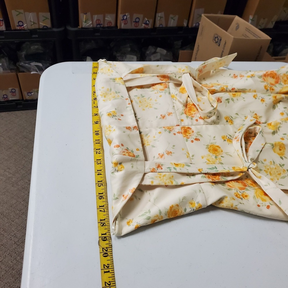 Zara Country Floral Apron Dress Size XL Yellow Cowgirl Square Neck Sundress - Picture 7 of 11